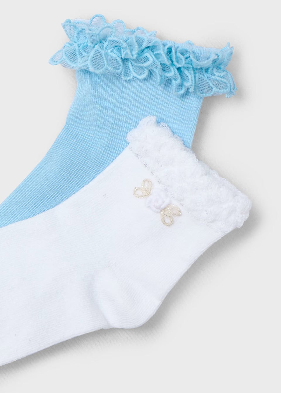 Mayoral Girls 2 Pack Frill Socks 10912 Blue Clothing 2YRS / Blue,4YRS / Blue,6YRS / Blue,8YRS / Blue