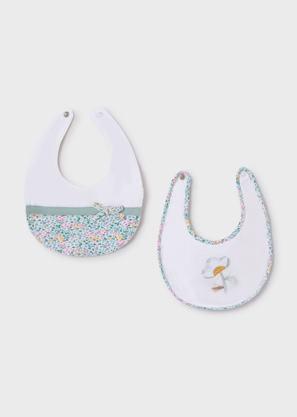 Mayoral Baby 2 Piece Bib Set 9875 Aqua Floral Accessories ONE SIZE / White