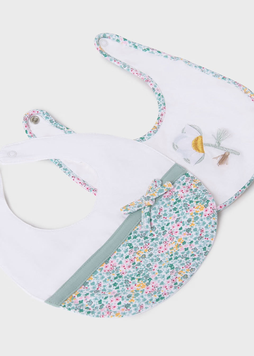 Mayoral Baby 2 Piece Bib Set 9875 Aqua Floral Accessories ONE SIZE / White