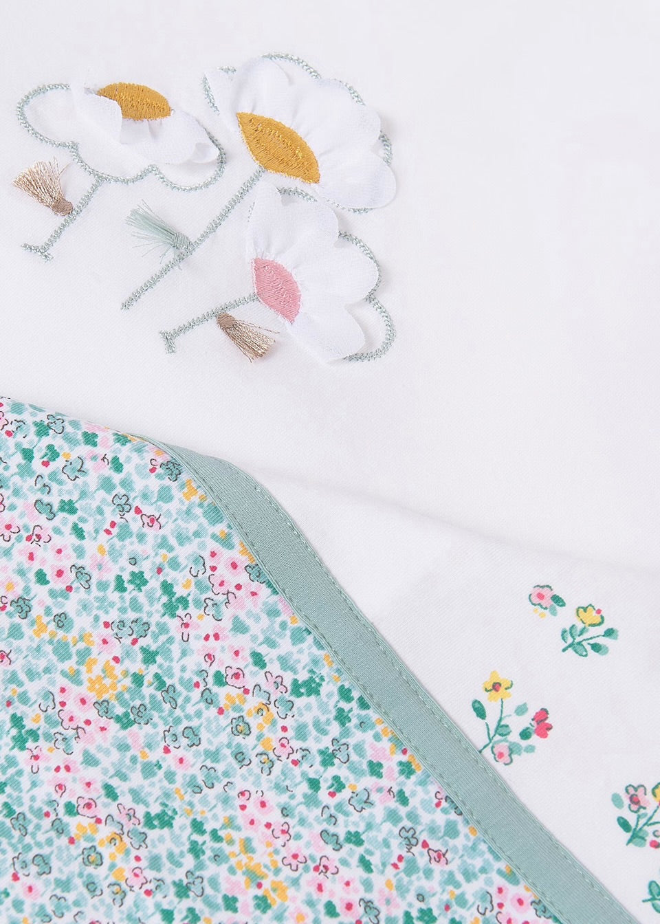 Mayoral Baby Blanket 9858 Aqua Floral Accessories ONE SIZE / White