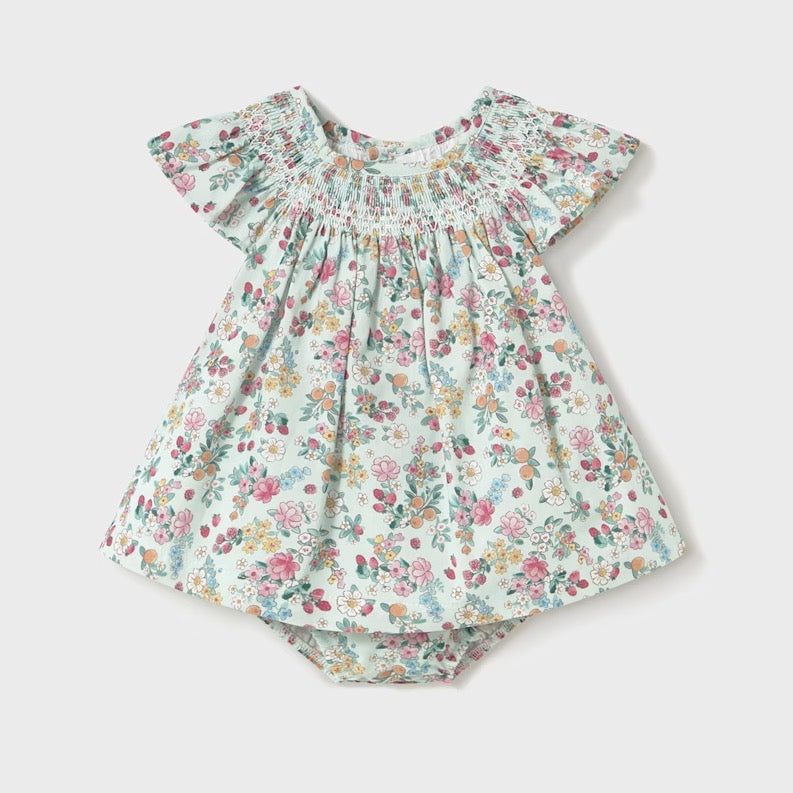 Mayoral Baby Girls Dress 1867 Aqua Floral Clothing 4-6M / Aqua,6-9M / Aqua,12M / Aqua,18M / Aqua
