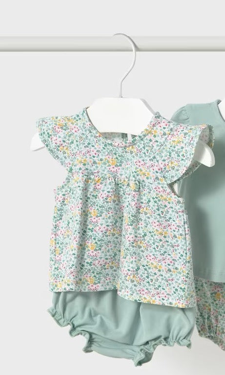 Mayoral Baby Girls Set 1663 Floral Aop Print Top Clothing 4-6M / Seagrass,6-9M / Seagrass,12M / Seagrass,18M / Seagrass