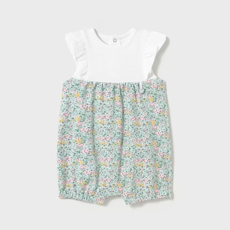 Mayoral Baby Short Romper 1749 Plain White Bodice Clothing 2-4M / Aqua,4-6M / Aqua,6-9M / Aqua,12M / Aqua