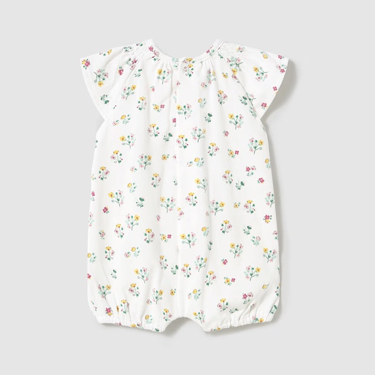 Mayoral Baby Short Romper 1749 White Aop Floral Clothing 2-4M / White,4-6M / White,6-9M / White,12M / White