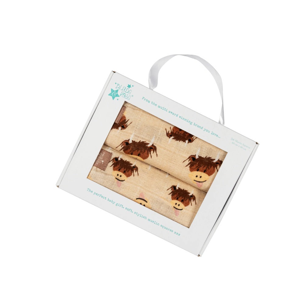 Blade & Rose Hamish Cow Natural 2 Pack Muslin Set