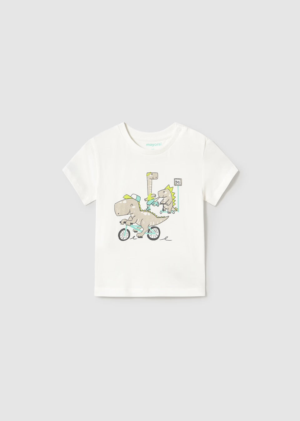 Mayoral Infant Boys T-Shirt 1062 Dino Bike Clothing 6M / Cream,12M / Cream,18M / Cream,24M / Cream