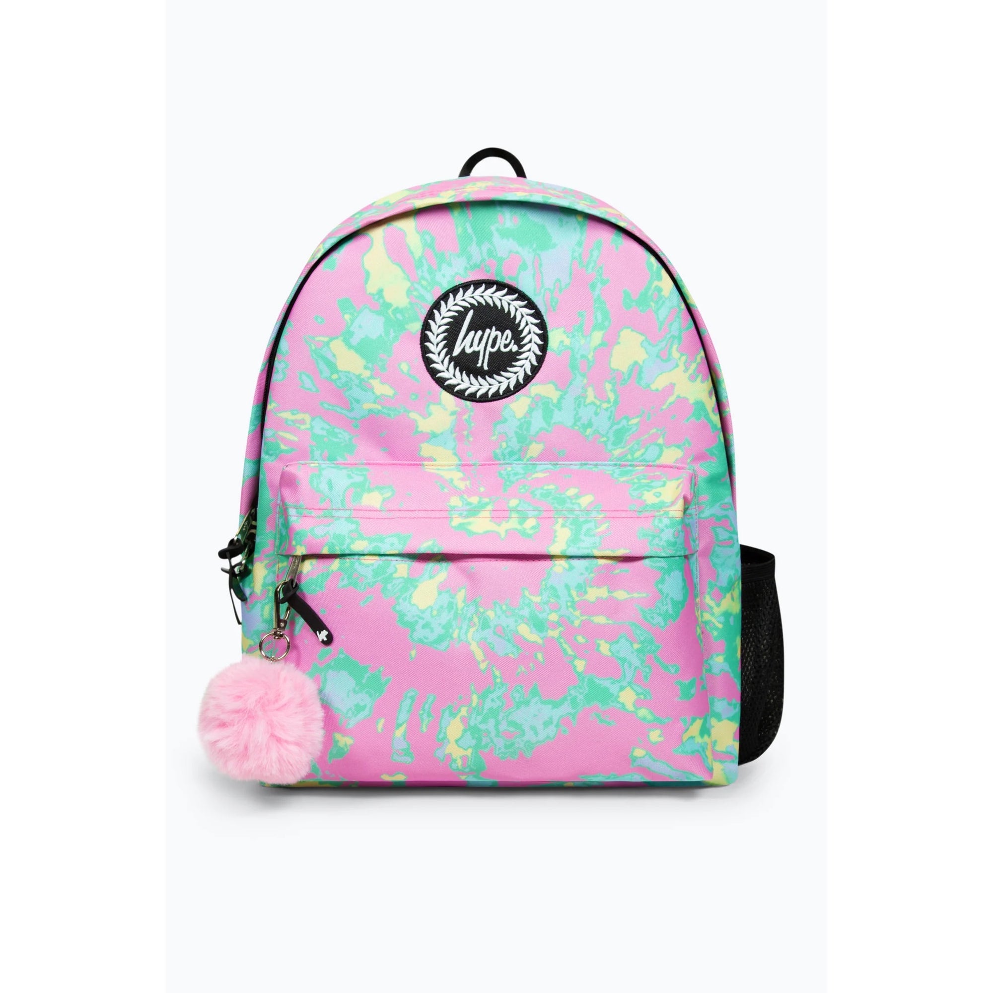 Hype Pastel Tie Dye Backpack Pink Pom Pom Accessories ONE SIZE / Pink
