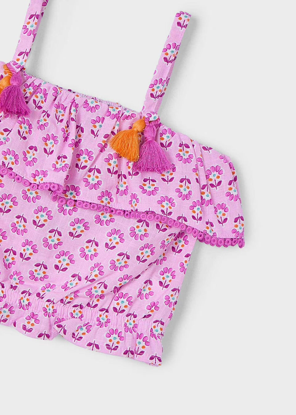 Mayoral Girls Ruffle Print Top 3186 Clothing 5YRS / Mauve,6YRS / Mauve,7YRS / Mauve,8YRS / Mauve,9YRS / Mauve