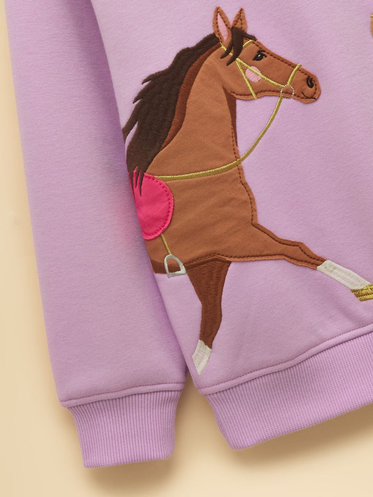 Joules Girls Mackenzie Sweatshirt W37-938 Lilac Horse Clothing 4YRS / Lilac,5YRS / Lilac,6YRS / Lilac,8YRS / Lilac