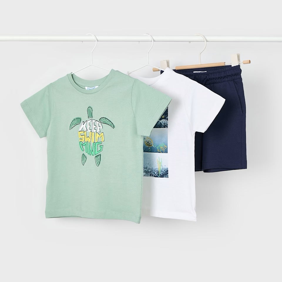 Mayoral Boys Twin T-Shirt Shorts Set 3610 Turtle Clothing 4YRS / Navy,5YRS / Navy,6YRS / Navy,7YRS / Navy,8YRS / Navy,9YRS / Navy