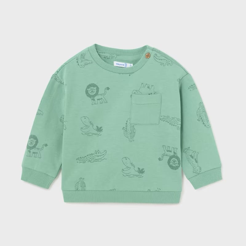 Mayoral Infant Boys Jungle Sweatshirt 1441 Clothing 6M / Green,12M / Green,18M / Green,24M / Green