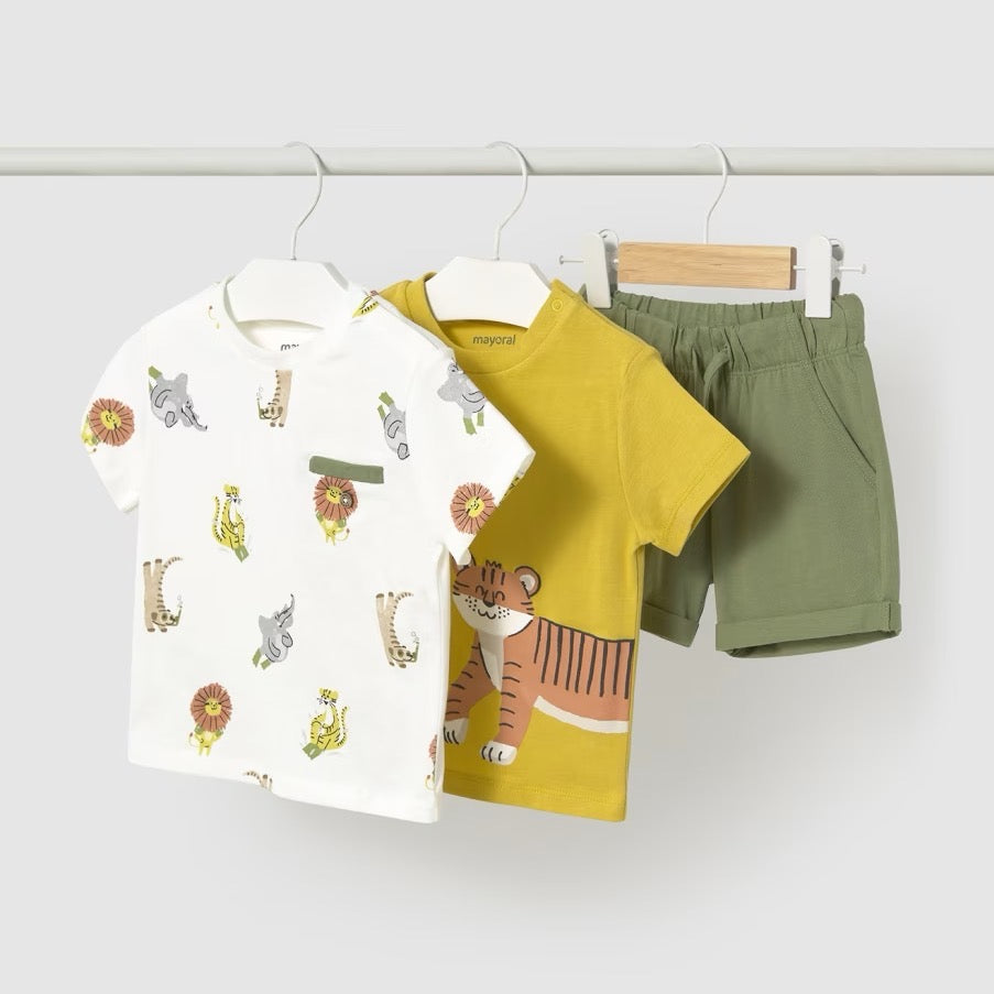 Mayoral Infant Boys 3 Piece Shorts Set 1652 Safari Clothing 6M / Multi,12M / Multi,18M / Multi,24M / Multi