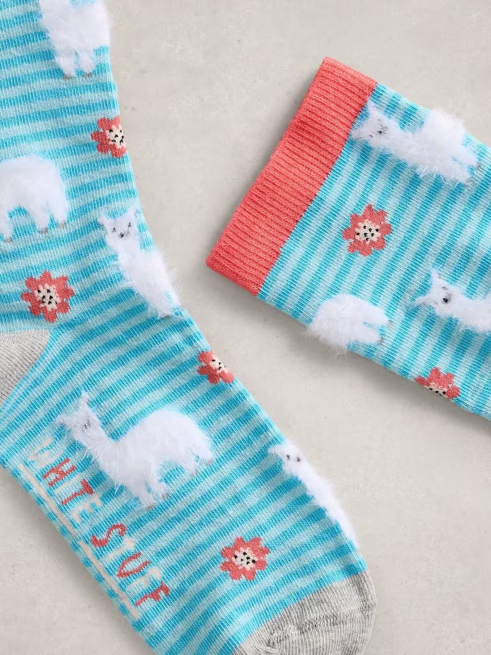 White Stuff Womens Fluffy Socks 445173 Blue Llama Clothing UK3-5 / Blue,UK6-8 / Blue