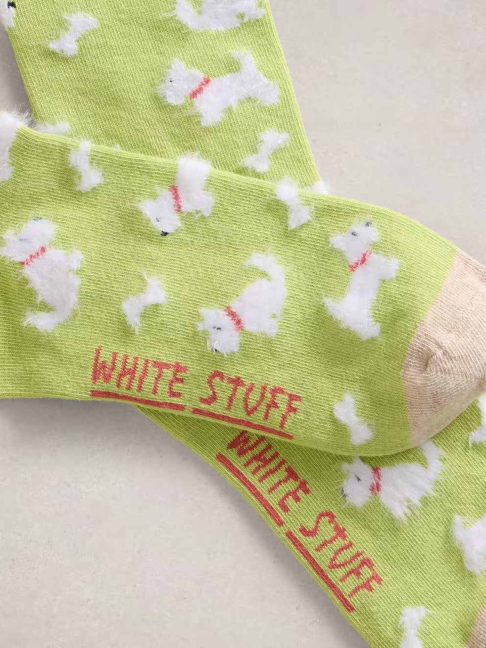 White Stuff Womens Fluffy Socks 445177 Green Dogs Clothing UK3-5 / Green,UK6-8 / Green