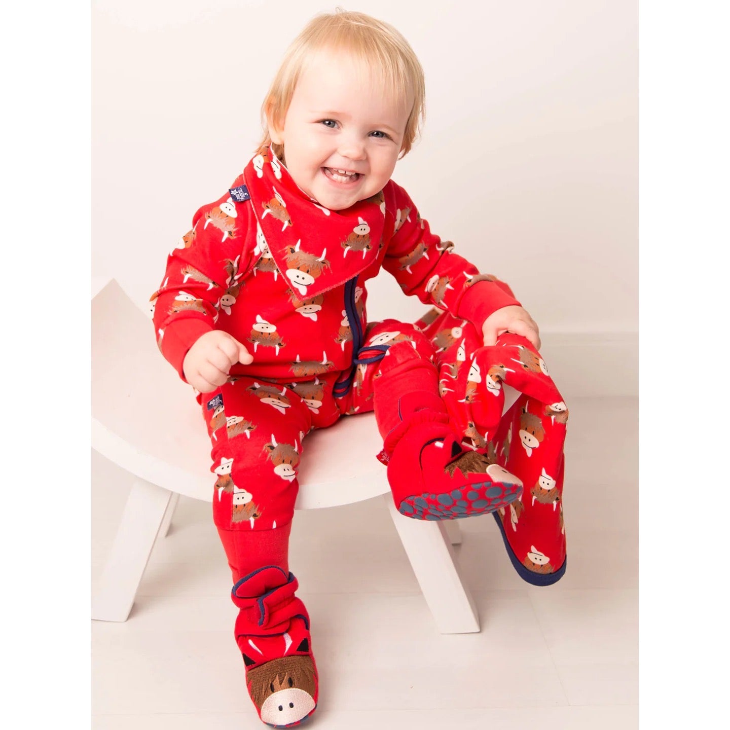 Blade & Rose Highland Cow Romper Clothing 3-6M / Red,6-12M / Red,12-18M / Red