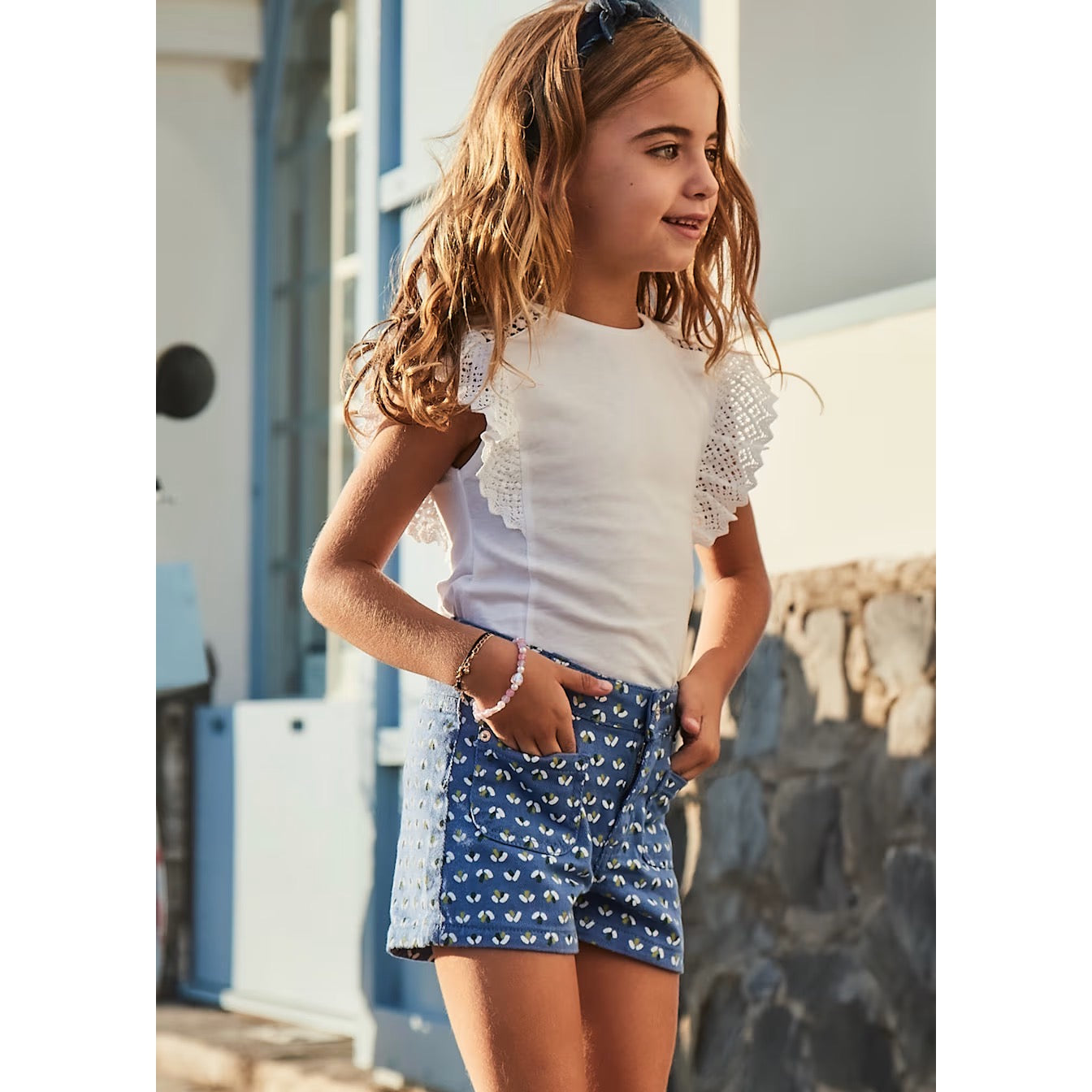 Mayoral Girls Shorts 3204 Blue Clothing 4YRS / Blue,5YRS / Blue,6YRS / Blue,8YRS / Blue,9YRS / Blue