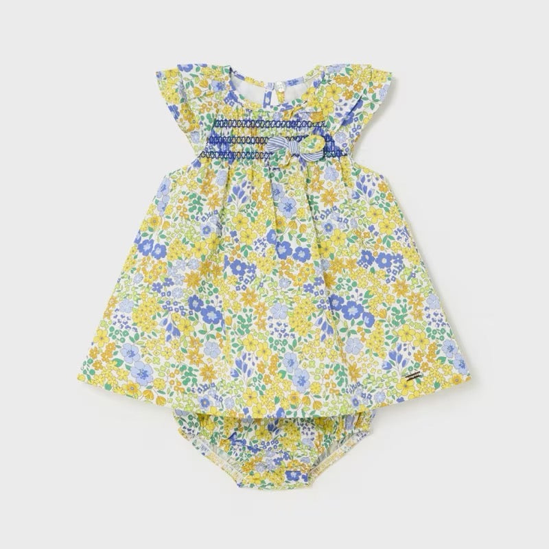 Mayoral Baby Dress And Knickers Set 1808 Yellow Clothing 2-4M / Yellow,4-6M / Yellow,6-9M / Yellow,12M / Yellow,18M / Yellow