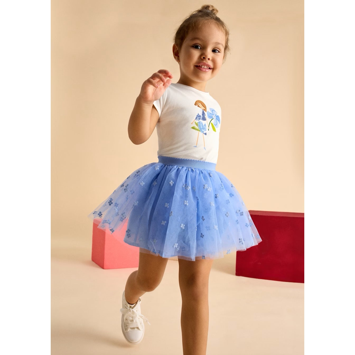 Mayoral Girls Tulle Skirt Set 3946 Blue Clothing 4YRS / Blue,5YRS / Blue,6YRS / Blue,8YRS / Blue,9YRS / Blue