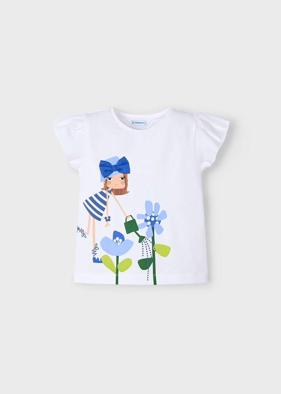 Mayoral Girls T-Shirt 3015 Watering Flowers Clothing 4YRS / White,5YRS / White,6YRS / White,8YRS / White