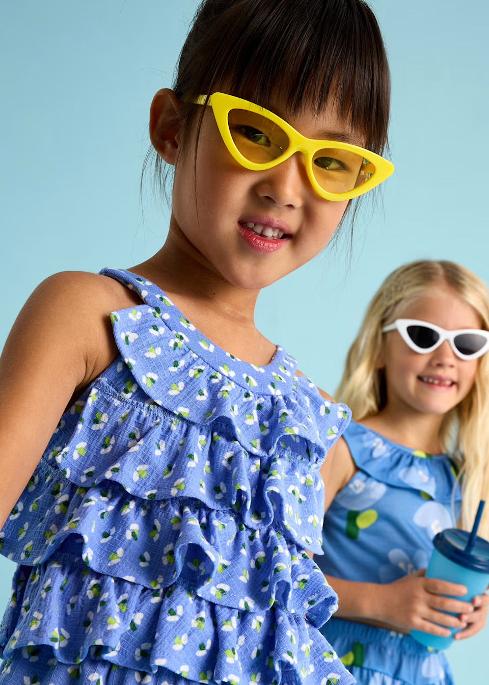 Mayoral Girls Ruffle Playsuit 3876 Clothing 5YRS / Blue,6YRS / Blue,8YRS / Blue,9YRS / Blue