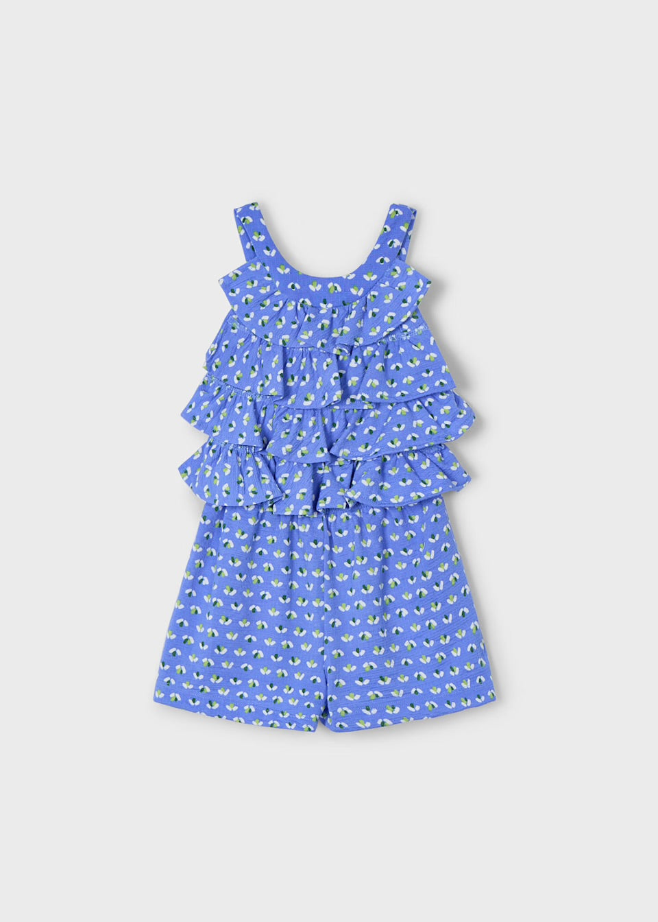 Mayoral Girls Ruffle Playsuit 3876 Clothing 5YRS / Blue,6YRS / Blue,8YRS / Blue,9YRS / Blue