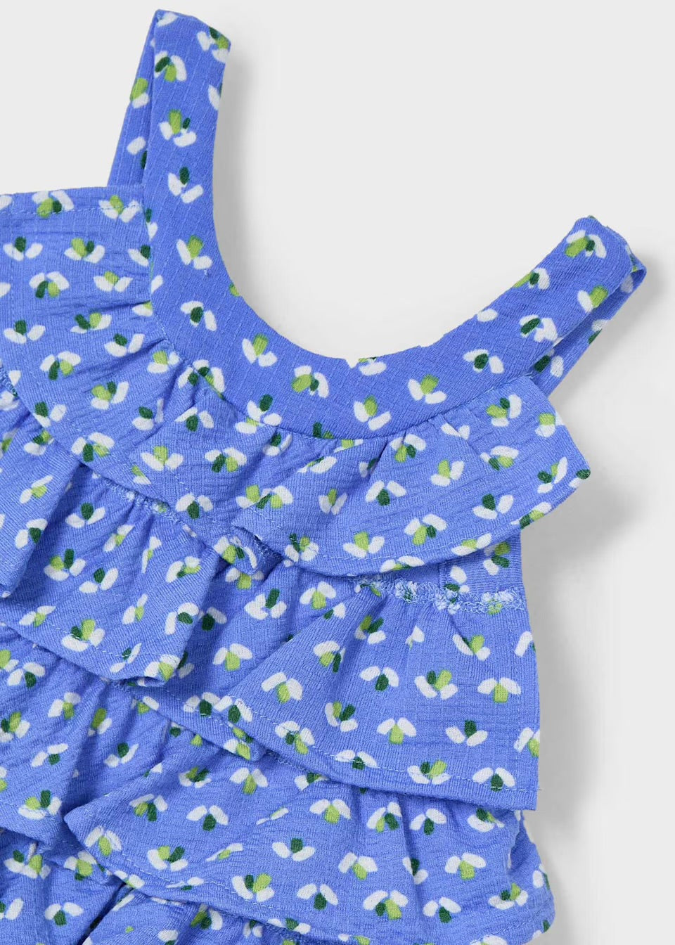 Mayoral Girls Ruffle Playsuit 3876 Clothing 5YRS / Blue,6YRS / Blue,8YRS / Blue,9YRS / Blue