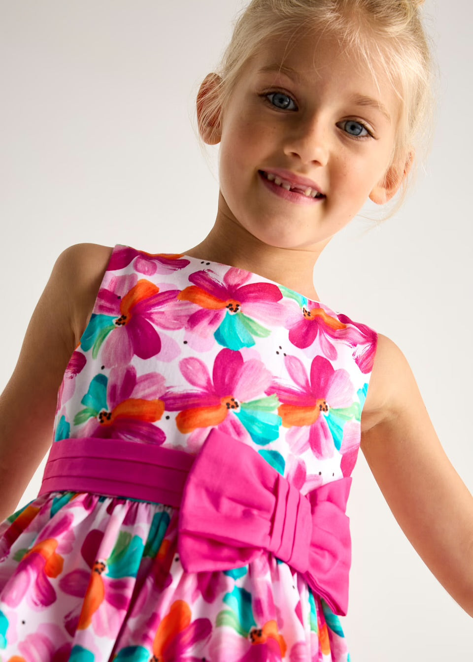Mayoral Girls Dress 3917 Pink Floral Clothing 3YRS / Pink,4YRS / Pink,5YRS / Pink,6YRS / Pink,8YRS / Pink,9YRS / Pink
