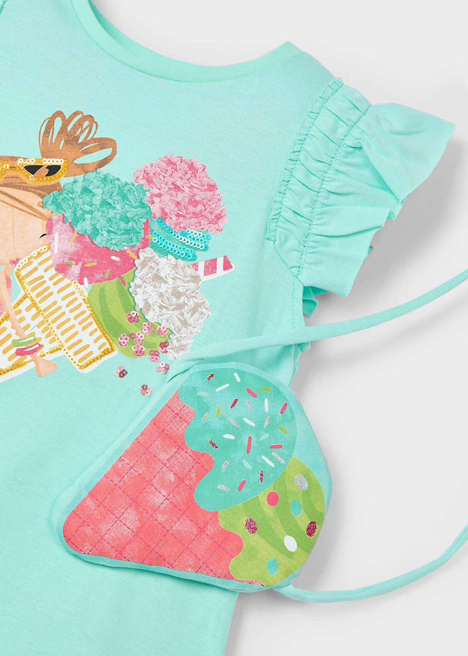 Mayoral Girls Dress And Bag Set 3940 Ice Cream Clothing 3YRS / Aqua,4YRS / Aqua,5YRS / Aqua,6YRS / Aqua,8YRS / Aqua