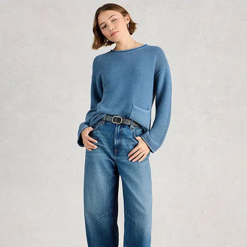 White Stuff Womens Gigi Washed Jumper 445405 Blue Clothing UK8 / Blue,UK10 / Blue,UK12 / Blue,UK14 / Blue,UK16 / Blue,UK18 / Blue