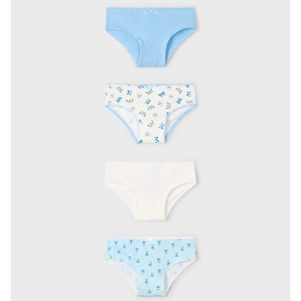 Mayoral Girls 4 Pack Underwear Set 10901 Sky Blue Clothing 4YRS / Sky Blue,6YRS / Sky Blue,8YRS / Sky Blue,10YRS / Sky Blue