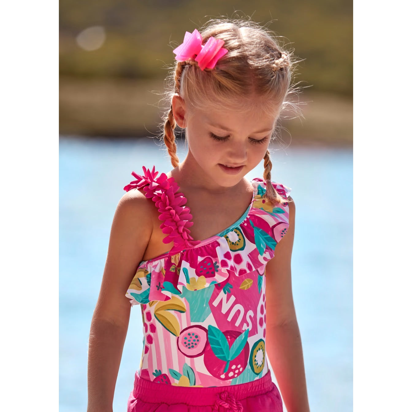 Mayoral Girls Swimsuit 3717 Pink Tropical Clothing 4YRS / Pink,5YRS / Pink,7YRS / Pink,8YRS / Pink,9YRS / Pink