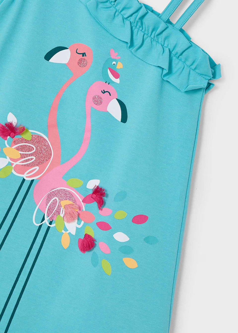 Mayoral Girls Dress 3937 Flamingo Clothing 3YRS / Turquoise,4YRS / Turquoise,5YRS / Turquoise,6YRS / Turquoise,8YRS / Turquoise