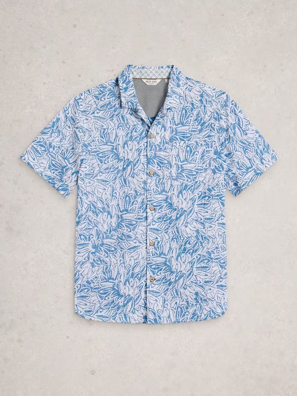 White Stuff Mens Hayle Ss Leaf Print Shirt 445297 Clothing M / Blue,L / Blue,XL / Blue,XXL / Blue,XXXL / Blue