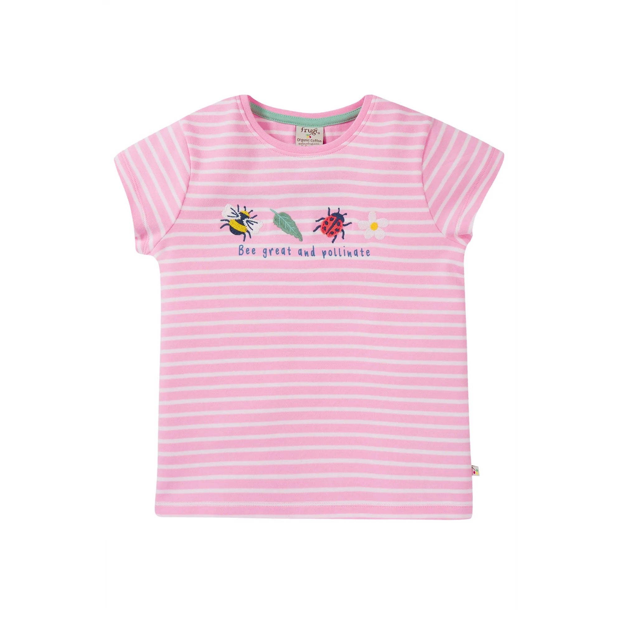 Frugi Camille Bee Great T-Shirt Pe1pi Clothing 4-5YRS / Pink,5-6YRS / Pink,6-7YRS / Pink,7-8YRS / Pink,8-9YRS / Pink