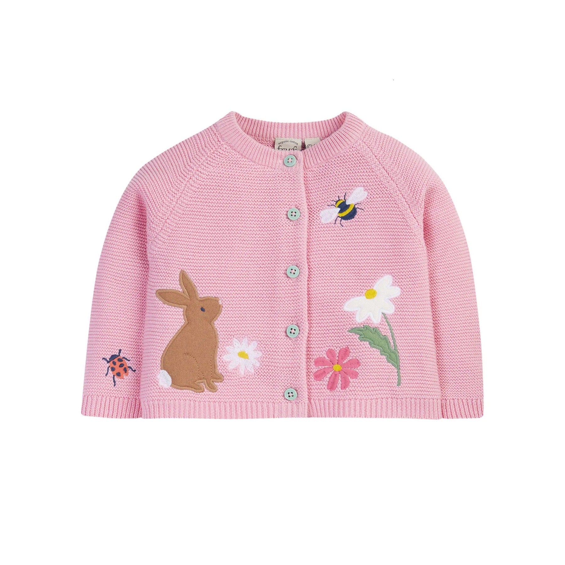 Frugi Colby Infant Cardigan Kk6pi Rabbit Clothing 0-3M / Pink,3-6M / Pink,6-9M / Pink,9-12M / Pink,12-18M / Pink,18-24M / Pink,2-3YRS / Pink,3-4YRS / Pink
