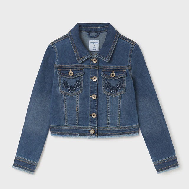 Mayoral Older Girls Denim Jacket 6434 Mid Denim Clothing 10YRS / Mid Denim,12YRS / Mid Denim,14YRS / Mid Denim,16YRS / Mid Denim