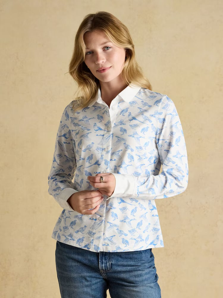 Joules Womens Charlotte Blue Pheasants Shirt H26-977 Clothing UK8 / White,UK10 / White,UK12 / White,UK14 / White,UK16 / White