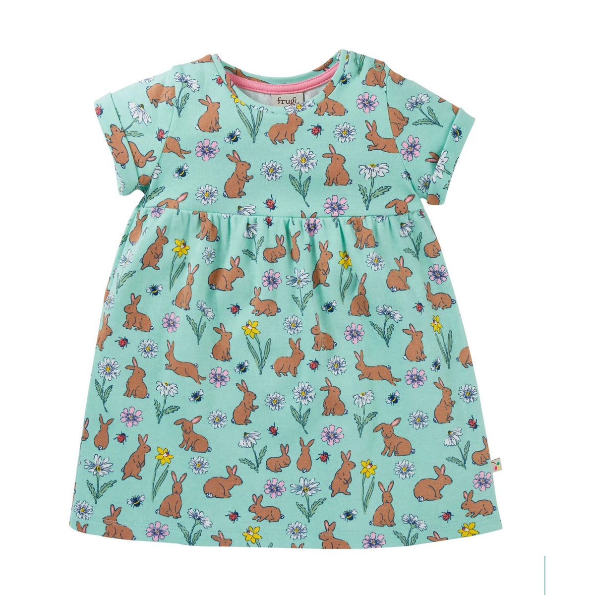 Frugi Taille Dress Om9ge Rabbits Clothing 0-3M / Aqua,3-6M / Aqua,6-9M / Aqua,9-12M / Aqua,12-18M / Aqua,18-24M / Aqua