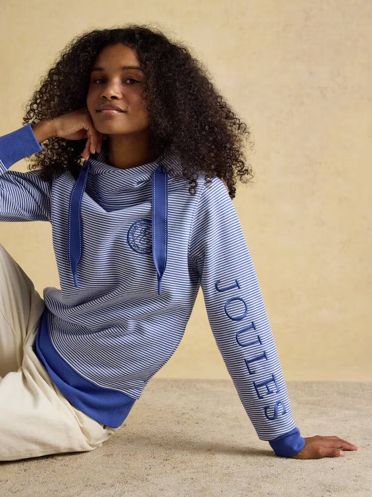 Joules Womens Rushton Stripe Hoodie H14-778 Blue Clothing UK8 / Blue,UK10 / Blue,UK12 / Blue,UK14 / Blue,UK16 / Blue