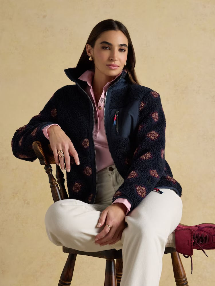 Joules Womens Lottie Navy Print Borg Fleece F22-127 Clothing UK8 / Navy,UK10 / Navy,UK12 / Navy,UK16 / Navy