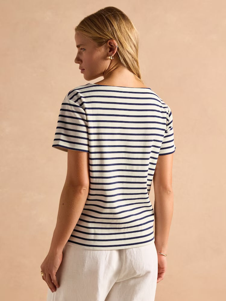 Joules Womens Harbour Ss Stripe T-Shirt Aw7-038 Cream Stripe Clothing UK12 / Cream,UK14 / Cream,UK16 / Cream