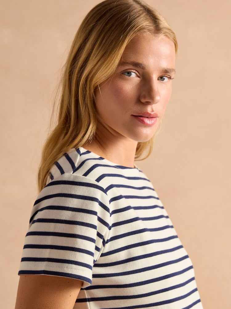 Joules Womens Harbour Ss Stripe T-Shirt Aw7-038 Cream Stripe Clothing UK12 / Cream,UK14 / Cream,UK16 / Cream