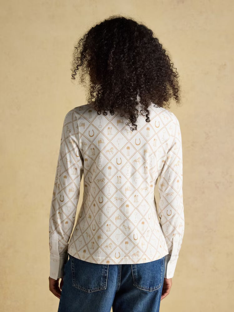 Joules Womens Charlotte Shirt W28-691 Horse Icons Clothing UK8 / White,UK10 / White,UK12 / White,UK14 / White,UK16 / White