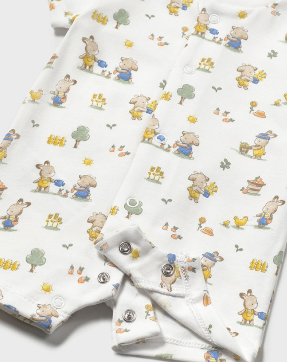 Mayoral Baby Short Romper 1707 Bunny Print Clothing 2-4M / Yellow,4-6M / Yellow,6-9M / Yellow,12M / Yellow