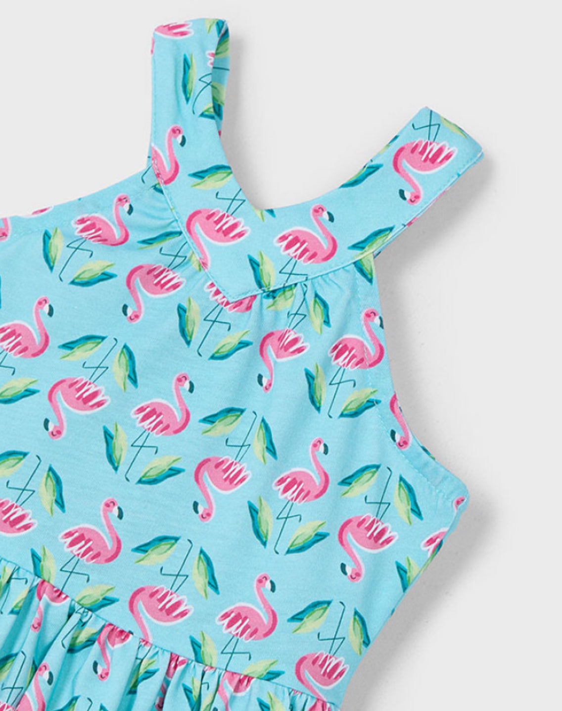 Mayoral Girls Dress 3938 Aqua Flamingo Clothing 4YRS / Aqua,5YRS / Aqua,6YRS / Aqua,8YRS / Aqua,9YRS / Aqua