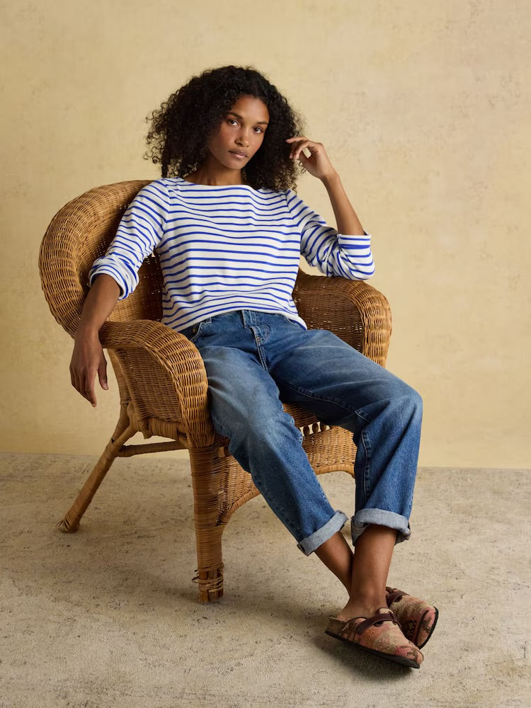 Joules Womens Harbour Top B53-908 Blue White Stripe Clothing UK8 / Blue,UK10 / Blue,UK12 / Blue,UK14 / Blue,UK16 / Blue