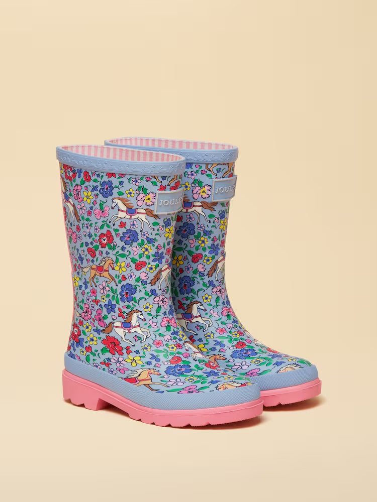 Joules Girls Wellingtons H20-643 Blue Ditsy Horse Footwear UK8 INFANT / Blue,UK9 KIDS / Blue,UK10 KIDS / Blue,UK11 KIDS / Blue,UK12 KIDS / Blue,UK13 KIDS / Blue,UK1 KIDS / Blue,UK2 KIDS / Blue