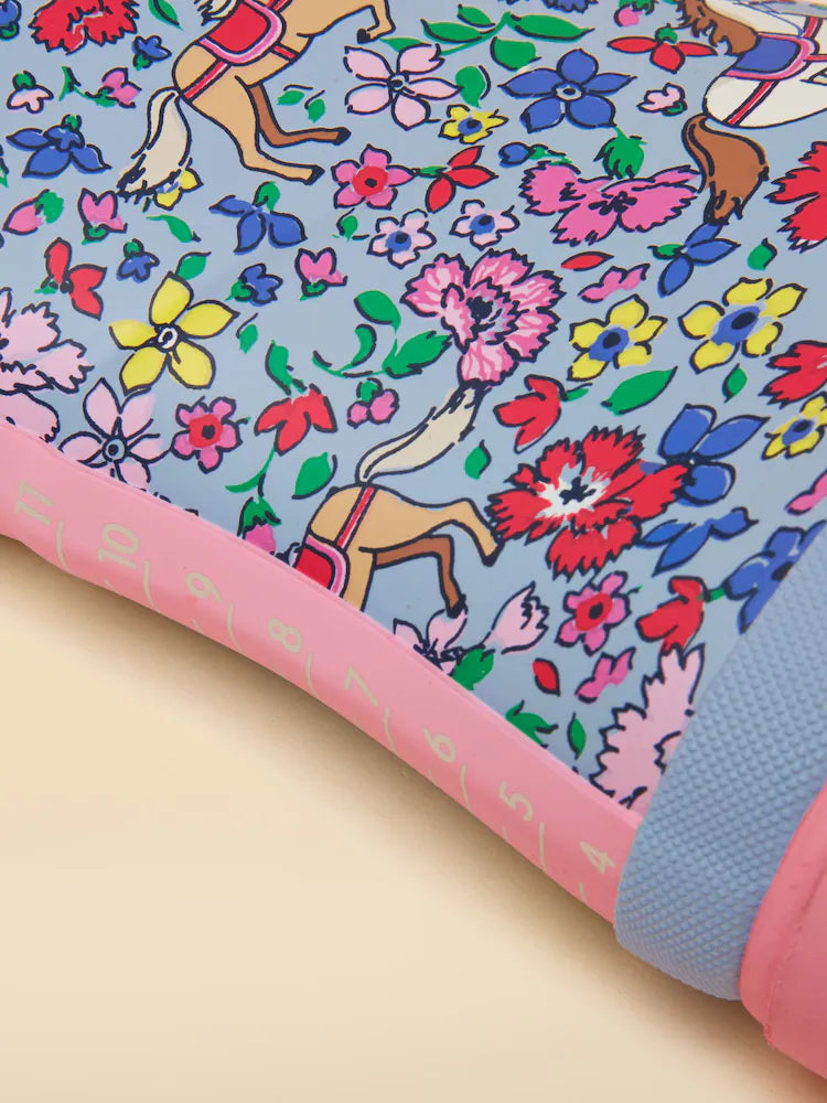 Joules Girls Wellingtons H20-643 Blue Ditsy Horse Footwear UK8 INFANT / Blue,UK9 KIDS / Blue,UK10 KIDS / Blue,UK11 KIDS / Blue,UK12 KIDS / Blue,UK13 KIDS / Blue,UK1 KIDS / Blue,UK2 KIDS / Blue