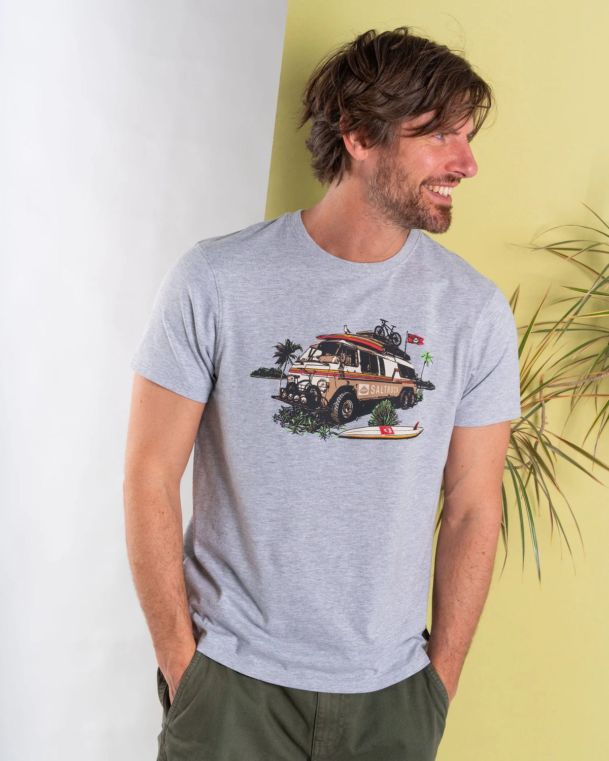 Saltrock Mens Retro Camper T-Shirt Tsf12501009 Grey Clothing SMALL ADULT / Grey,MEDIUM ADULT / Grey,LARGE ADULT / Grey,XL ADULT / Grey