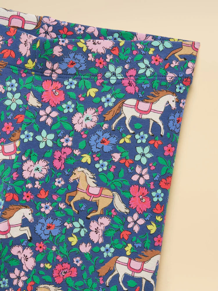Joules Girls Dee Dee Leggings W38-000 Ditsy Horse Clothing 4YRS / Navy,5YRS / Navy,6YRS / Navy,8YRS / Navy